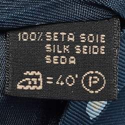 Pre Owned Ermenegildo Zegna Vintage Blue Printed Silk Tie