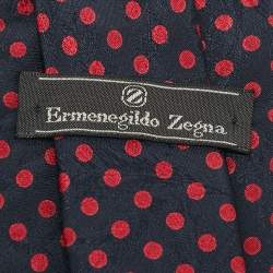 Ermenegildo Zegna Vintage Blue Dots Pattern Silk Traditional Tie 