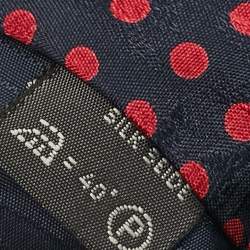 Ermenegildo Zegna Vintage Blue Dots Pattern Silk Traditional Tie 