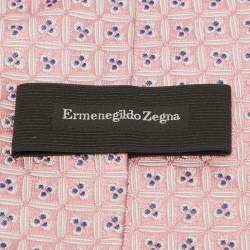 Ermenegildo Zegna Pink Patterned Silk Tie 