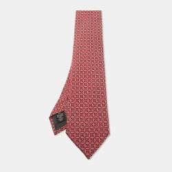 Ermenegildo Zegna Red Jacquard Silk Tie 