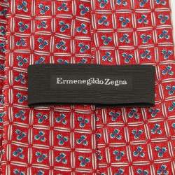 Ermenegildo Zegna Red Jacquard Silk Tie 