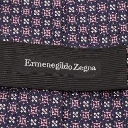 Ermenegildo Zegna Purple Patterned Silk Tie 