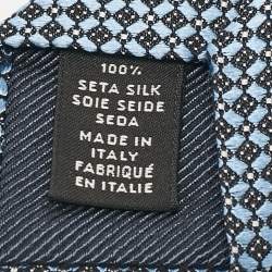 Pre Owned Ermenegildo Zegna Blue Patterned Silk Tie 