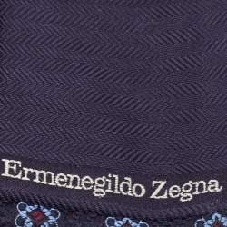 Ermenegildo Zegna Blue Floral Pattern Silk Tie 