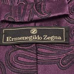 Ermenegildo Zegna Purple Paisley Silk Classic Tie