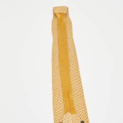 Ermenegildo Zegna Yellow Chevron Knit Standard Tie 