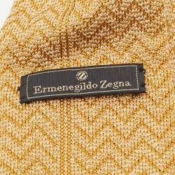Ermenegildo Zegna Yellow Chevron Knit Standard Tie 