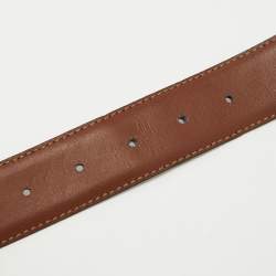 Pre Owned Ermenegildo Zegna Black/Brown Leather Cut to Size Reversible Buckle Belt