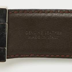 مملوكة مسبقًا Ermenegildo Zegna Black/Dark Brown Leather Cut to Size Reversible Buckle Belt