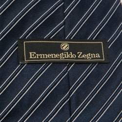 Ermenegildo Zegna Blue Striped Silk Classic Tie 