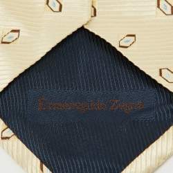 Ermenegildo Zegna Yellow Patterned Silk Classic Tie 