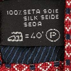Ermenegildo Zegna Su Misura Red Patterned Silk Tie 