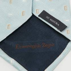 Ermenegildo Zegna Su Misura Blue Patterned Silk Tie 