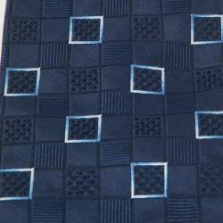 Ermenegildo Zegna Su Misura Blue Square Patterned Silk Tie