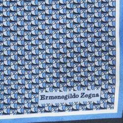 Ermenegildo Zegna Navy Blue Printed Silk Pocket Square