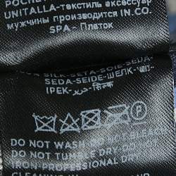 Ermenegildo Zegna Navy Blue Printed Silk Pocket Square