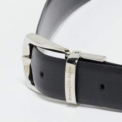Ermenegildo Zegna Black Leather Cut to Size Reversible Belt