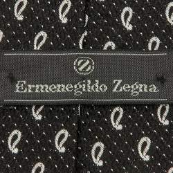Ermenegildo Zegna Black Paisley Pattern Silk Tie