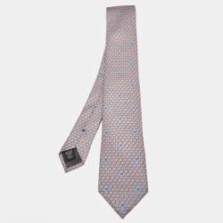 Ermenegildo Zegna Blue Printed Silk Tie 
