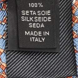 Ermenegildo Zegna Blue Printed Silk Tie 