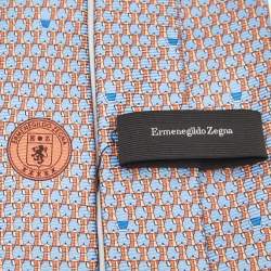 Ermenegildo Zegna Blue Printed Silk Tie 