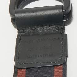 Ermenegildo Zegna Black/Brown Canvas and Leather Logo Belt 