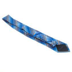 Ermenegildo Zegna Blue Diagonal Striped Silk Tie