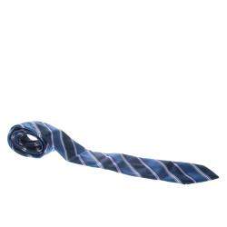 Ermenegildo Zegna Blue and Purple Striped Silk Tie