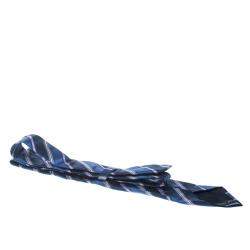 Ermenegildo Zegna Blue and Purple Striped Silk Tie