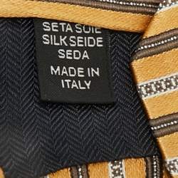 Pre Owned Ermenegildo Zegna Yellow Striped Silk Tie