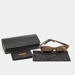 Pre Owned نظارة شمسية إيرمنجيلدو زينيا رمادي إطار EZ 0271 مستديرة