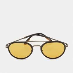 مملوكة مسبقًا Ermenegildo Zegna Brown/Black EZ 0156 Aviator Sunglasses