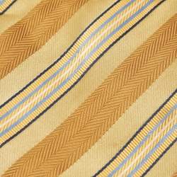 Pre Owned Ermenegildo Zegna Ochre Yellow Diagonal Striped  Silk Traditional Tie