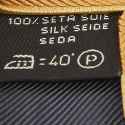 Pre Owned Ermenegildo Zegna Ochre Yellow Diagonal Striped  Silk Traditional Tie