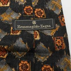 Pre Owned Ermenegildo Zegna Black Print Silk Tie