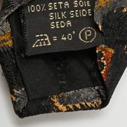 Pre Owned Ermenegildo Zegna Black Print Silk Tie