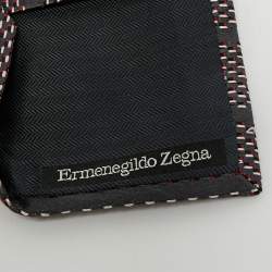 Pre Owned Ermenegildo Zegna Grey Striped Silk Traditional Tie 