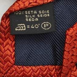 مملوكة مسبقًا Ermenegildo Zegna Orange Jacquard Silk Traditional Tie