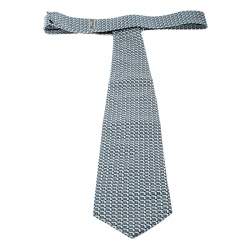 Pre Owned Ermenegildo Zegna Vintage Geometric Patterned Silk Jacquard Traditional Tie