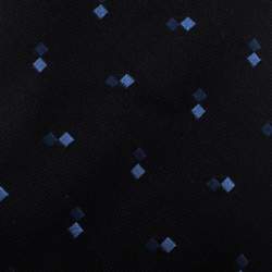 Ermenegildo Zegna Vintage Black and Navy Blue Geometric Pattern Silk Tie