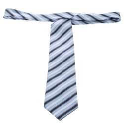 Pre Owned ربطة عنق ايرمنيجيلدو زينيا تراديشونال حرير جاكارد بخطوط مائلة زرقاء