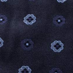 Pre Owned Ermenegildo Zegna Navy Blue Floral Pattern Silk Jacquard Tie