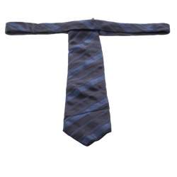 Ermenegildo Zegna Blue Diagonal Striped Cotton and Silk Jacquard Traditional Tie