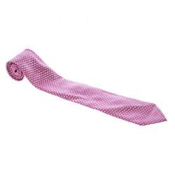 Pre Owned Ermenegildo Zegna Pink Geometric Pattern Silk Jacquard Traditional Tie