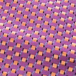 Pre Owned Ermenegildo Zegna Pink Geometric Pattern Silk Jacquard Traditional Tie