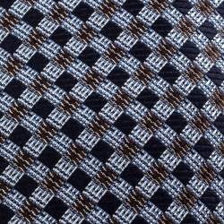 مملوكة مسبقًا Ermenegildo Zegna Navy Blue Checkered Silk Jacquard Tie
