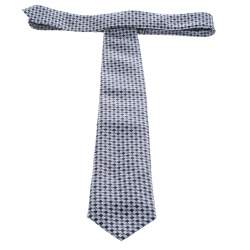 مملوكة مسبقًا Ermenegildo Zegna Navy Blue Checkered Silk Jacquard Tie