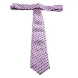Pre Owned Ermenegildo Zegna Pink and Navy Blue Diagonal Striped Patterned Silk Jacquard Tie