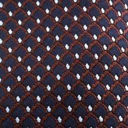 Pre Owned ربطة عنق ايرمنيجيلدو زينيا حرير جاكارد بنقوش زرقاء كحلية وبنية